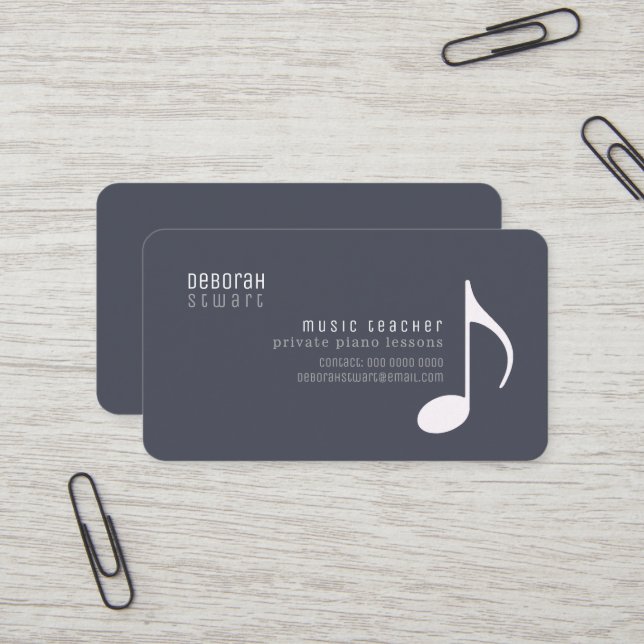 Private Lessons music teacher lead-gray Visitenkarte (Vorderseite/Rückseite Beispiel)