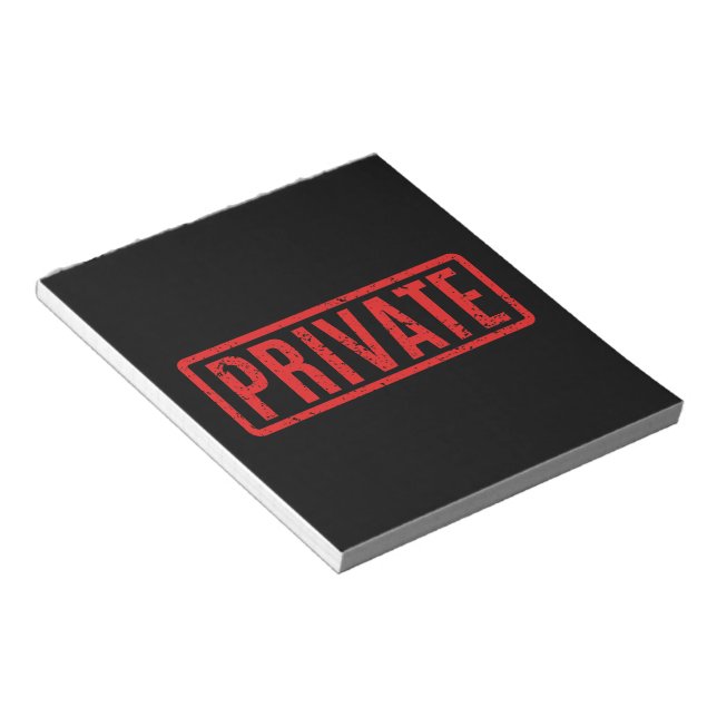 Private Notepad mit schwarzstempelem Stempel Notizblock (angewinkelt)
