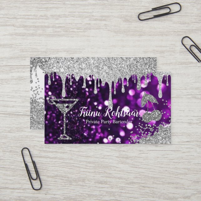 Private Party Barkeeper Business Card Visitenkarte (Vorderseite/Rückseite Beispiel)
