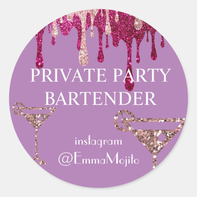Private Party Barkeeper Deal Angebot Classic Runde Runder Aufkleber (Vorderseite)