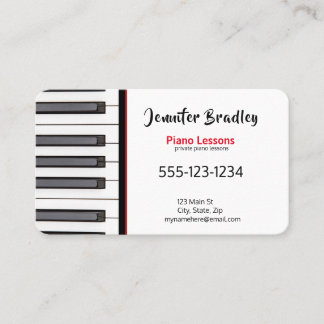 Private Piano Teacher Business Cards Visitenkarte