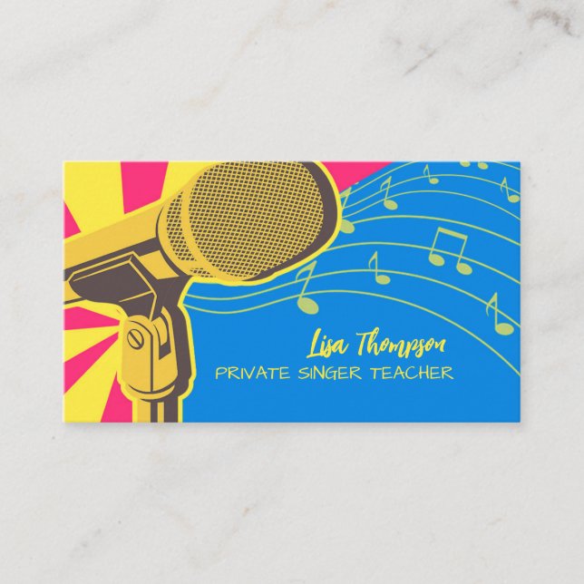 Private Singer Music Teacher Business Card Visitenkarte (Vorderseite)