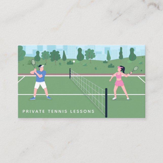 Private Tennisunterricht Modernes Hofbild Visitenkarte (Vorderseite)