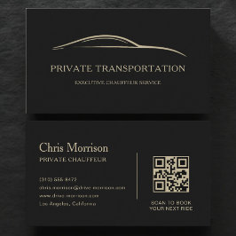 Private Transportation QR Code Black & Gold Visitenkarte