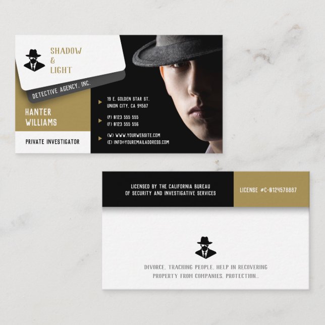 Private Untersuchungen | Detective Beruflich Bu Visitenkarte (Vorne/Hinten)
