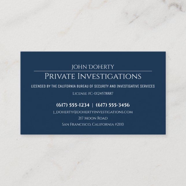 Private Untersuchungen | Detective Deep Blue Visitenkarte (Vorderseite)