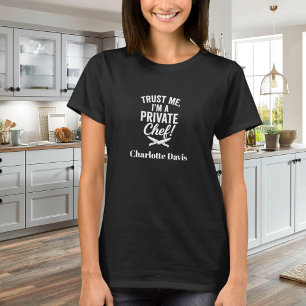 Privater Koch schwarz weiß Skript Slogan T-Shirt