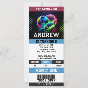 Privates All Star Sports Ticket Geburtstag Einladung