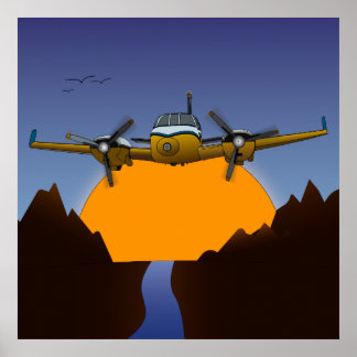 Privatjet. Sonnenuntergang. Poster