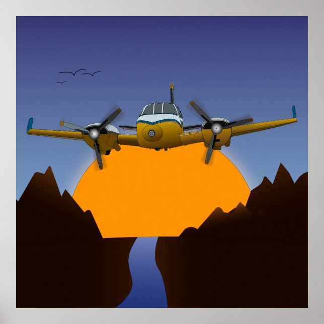 Privatjet. Sonnenuntergang. Poster (Vorne)