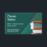 Privatlehrer Lehrgang Visitenkarte<br><div class="desc">Eine beeindruckende Visitenkarte mit einem Stapel Bücher auf aquamarinem Hintergrund. Diese tolle Karte würde gut für private Tutor-Dienste,  Examen coach Unternehmen oder andere Bildungen. Einfach mit Ihren eigenen Firmeninformationen personalisieren.</div>