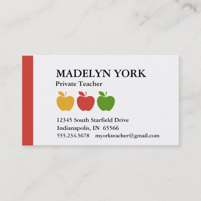 Privatlehrer Terminkarte (Vorderseite)