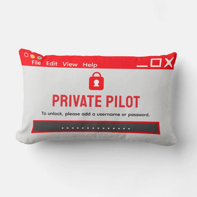 Privatpilot „Passwort erforderlich“ Kissen (Vorderseite)