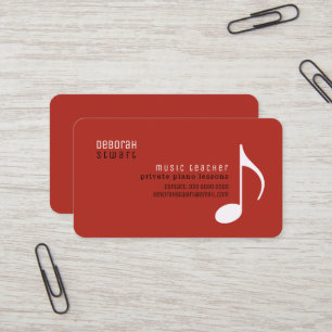Privatunterricht Musiklehrer ziegelrot Visitenkarte