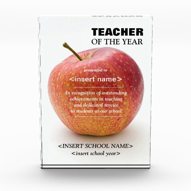 Prix de l'enseignant de l'année Bloc photo (Devant)