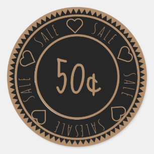 Prix de vente d'or noir personnalisé Sticker rond 