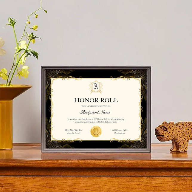 Prix du Modèle du certificat d'honneur modifiable (Editable Honor Roll Certificate Template Award)