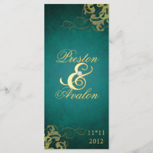 Prix Nobel Turquoise Scroll Gold Wedding Programme