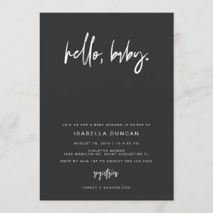 PRIYA Black Contemporary Modern Baby Dusche Einladung