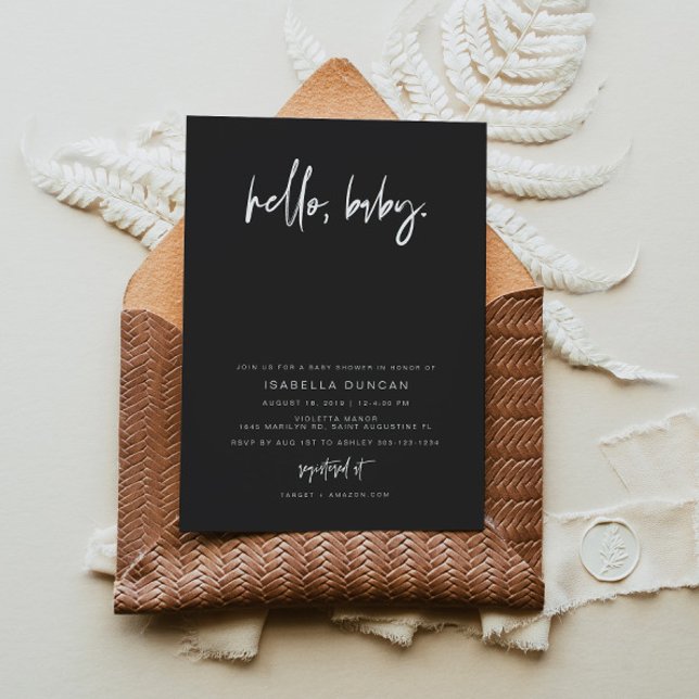 PRIYA Black Contemporary Modern Minimalistisch Bab Einladung (Von Creator hochgeladen)