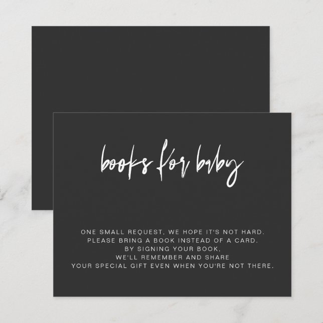 PRIYA Modern Edgy Black Books for Baby Card Einladung (Vorne/Hinten)