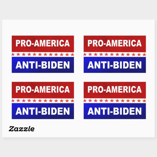 Pro-Amerika Anti-Biden rot, weiß und blau Rechteckiger Aufkleber (Blatt)