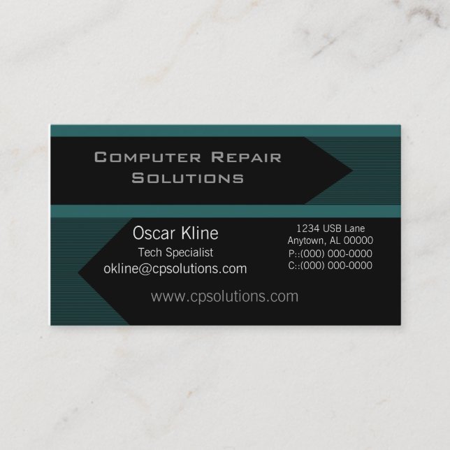 Pro Arrows Business Card, Black and Aquamarin Visitenkarte (Vorderseite)