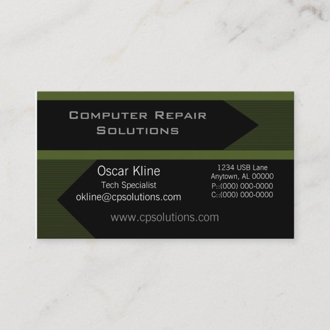 Pro Arrows Business Card, Olive Green Visitenkarte (Vorderseite)