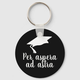 Pro aspera und astra Latin Quote Black Abschluss Schlüsselanhänger