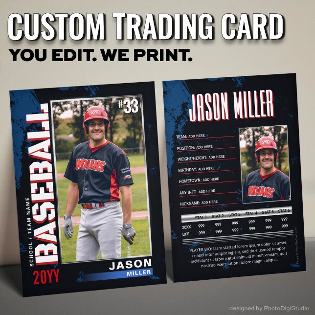 PRO Baseball-Karte mit der Trading Card des Stats  Telefonnummerkarte (Custom Baseball Trading Card PRO Player Stats Card)