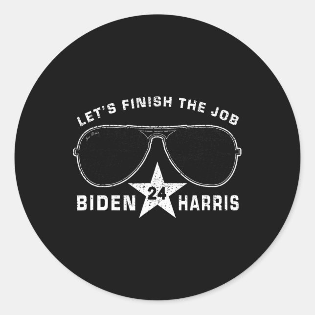 Pro Biden Harris Präsidentschaftswahlkampagne Vint Runder Aufkleber (Vorderseite)