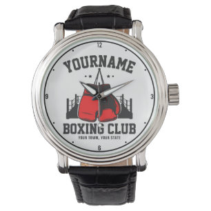 Pro Boxer ADD NAME Red Gloves Boxring Training Armbanduhr
