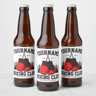 Pro Boxer ADD NAME Red Gloves Boxring Training Bierflaschenetikett