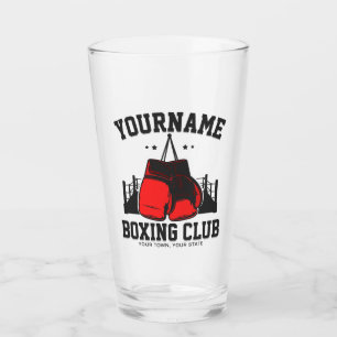 Pro Boxer ADD NAME Red Gloves Boxring Training Glas