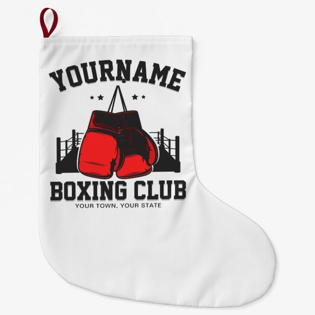 Pro Boxer ADD NAME Red Gloves Boxring Training Großer Weihnachtsstrumpf (Vorderseite)