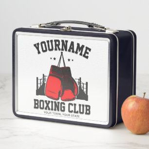 Pro Boxer ADD NAME Red Gloves Boxring Training Metall Brotdose