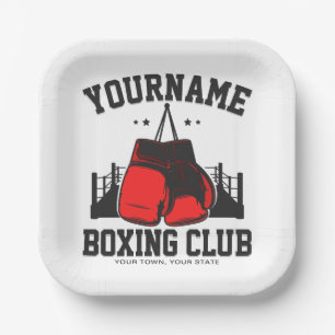 Pro Boxer ADD NAME Red Gloves Boxring Training Pappteller