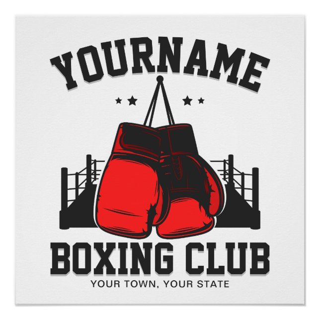 Pro Boxer ADD NAME Red Gloves Boxring Training Poster (Vorderseite)