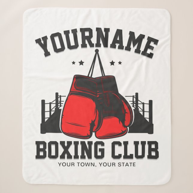 Pro Boxer ADD NAME Red Gloves Boxring Training Sherpadecke (Vorderseite)