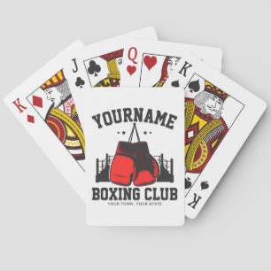 Pro Boxer ADD NAME Red Gloves Boxring Training Spielkarten