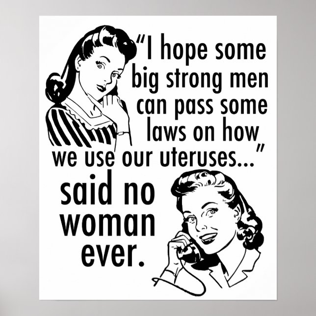 Pro Choice feministischer Spaß Politischer Cartoon Poster (Vorne)