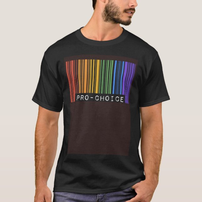Pro Choice Pro Feminism Gay Pride Flag Barcode Equ T-Shirt (Vorderseite)