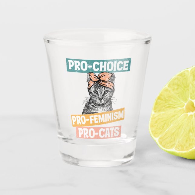 Pro-Choice, Pro-Feminismus, Pro-Cat | Cat Lover Schnapsglas (Vorderseite)
