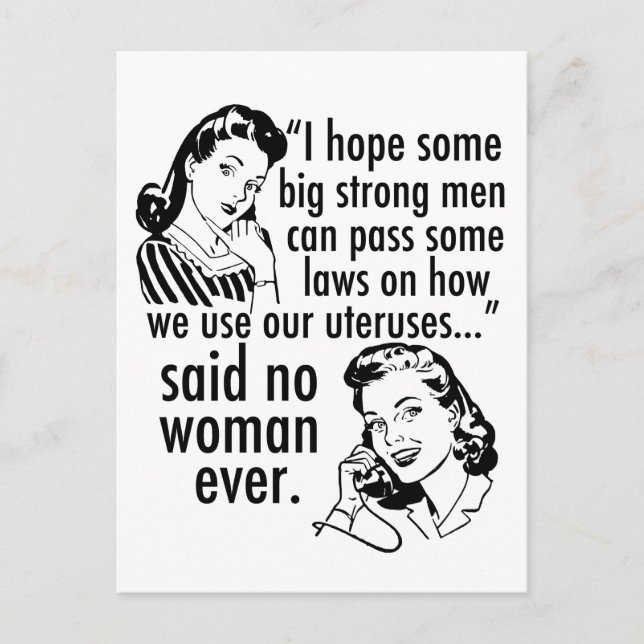 Pro Choice Retro Feminist Politischer Cartoon Spaß Postkarte (Vorderseite)