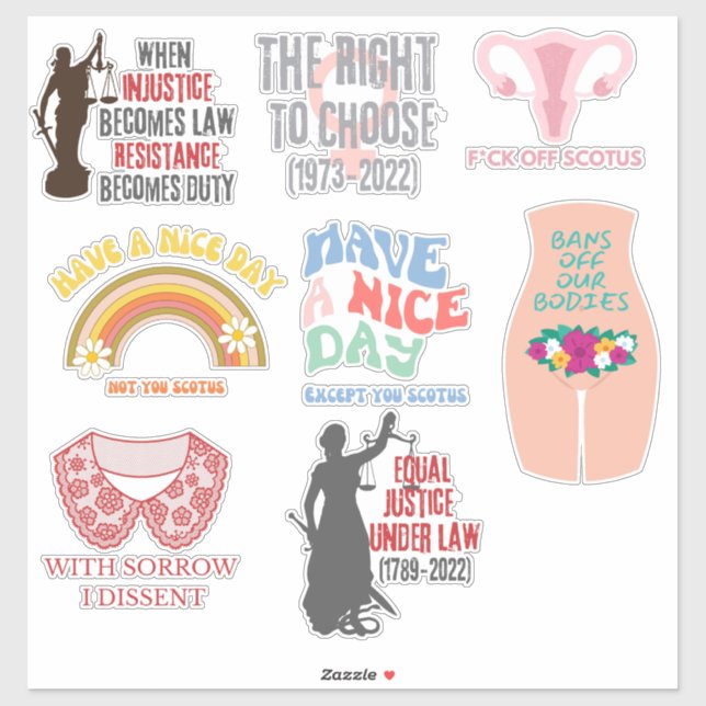 Pro Choice SCOTUS Dissidence XL Sticker Assortie (Feuille)