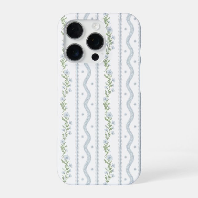 Pro coque iPhone 16 Pro, bande florale Preppy (Verso)