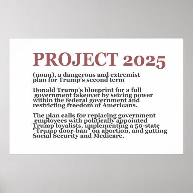 Pro Democracy Anti Project 2025 Republikaner Trump Poster (Vorne)