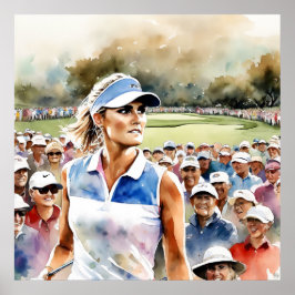 Pro Frau Golfer - Golf Art Print Poster
