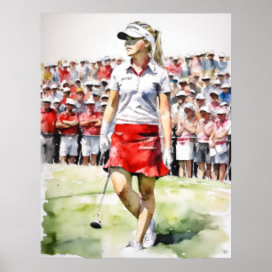 Pro Frau Golfer - Golf Art Print Poster