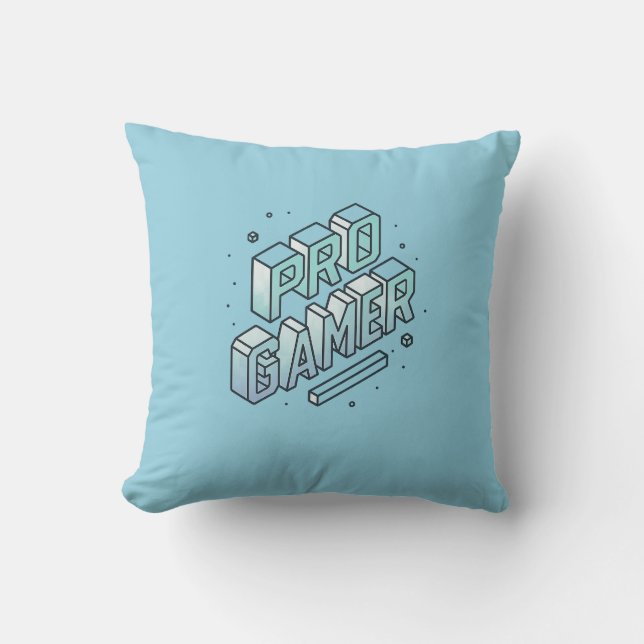 PRO GAMER - Isometrisches 3D-Blockbrieflogo Kissen (Vorderseite)